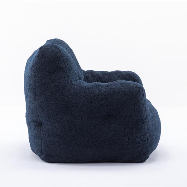 010-Soft Teddy Fabric Tufted Foam Bean Bag Chair With Teddy Fabric Dark Blue