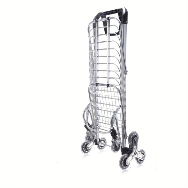 Folding Rolling Cart with Wheels Shopping Cart Portable Trolley Bag, Utility Cart Heavy Duty Stair Carts with Adjustable Bungee Cord and 2 Models Switching Big Volume (8 Wheels no Braking)