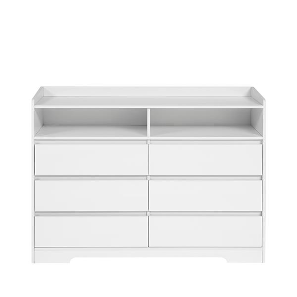 6 Drawer Dresser, White Dresser for Bedroom with LED Lights, Modern Dressers & Chests of Drawers with Sturdy Frame for Living Room, Entryway, Hallway