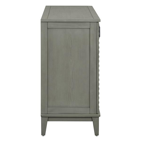 Sideboard with 4 Door Large Storage Buffet with Adjustable Shelves and Metal Handles for Kitchen, Living Room, Dining Room (Antique Gray)