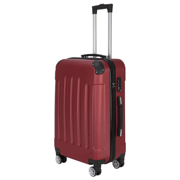 3-in-1 Portable ABS Trolley Case 20" / 24" / 28" Wine Red