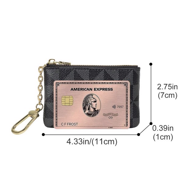 Coin Purse Change Mini Purse Wallet With Key Chain Ring Zipper for Men Women Fashionable Bag Key Chain Pendant Leather Classic Clutch Purse(Black)