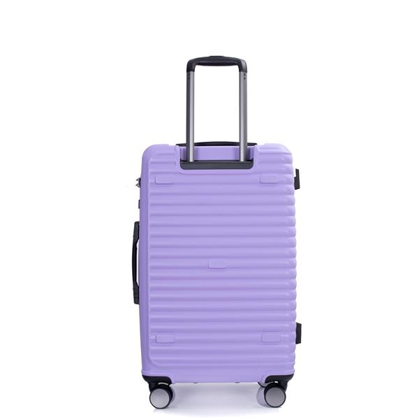 3 Piece Luggage Sets PC+ABS Lightweight Suitcase with Two Hooks, 360° Double Spinner Wheels, TSA Lock, (21/25/29) Light Purple