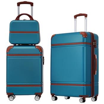 Hardshell Luggage Sets 3 Pieces 20\\"+24\\" Luggages and Cosmetic Case Spinner Suitcase with TSA Lock  Lightweight