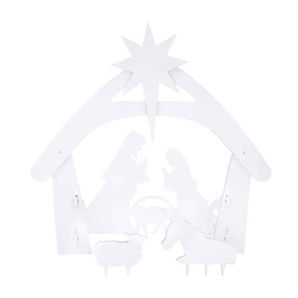 116*53*118cm PVC Nativity Garden Jesus Decoration White