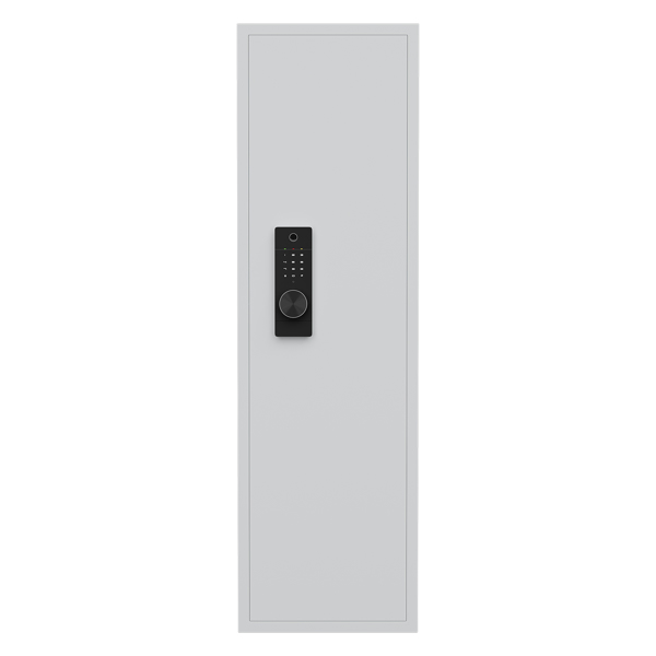 53" Fingerprint Touch Panel In-Wall Safe,Hidden Wall Gun Safe for Rifles with Adjustable Shelves,Assembled Storage Multifunctional Wall Safe for Firearm and Valuables (White-Fingerprint) 