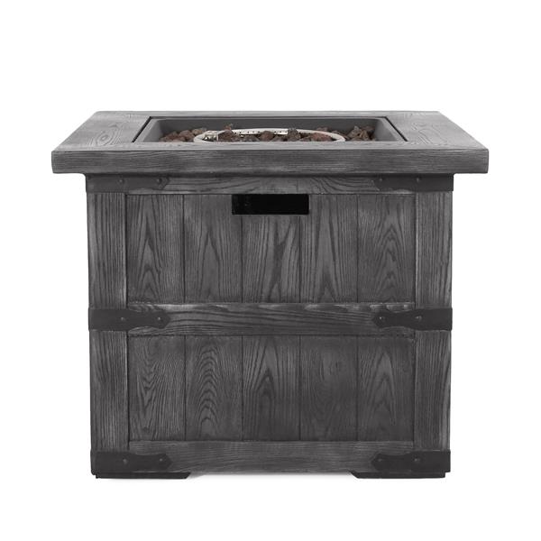 Outdoor Patio 24.5" H x 30" W Square Gas Burning Concrete Fire Pit - 40, 000 BTU, Fire Pit Table with Tank inside, Grey