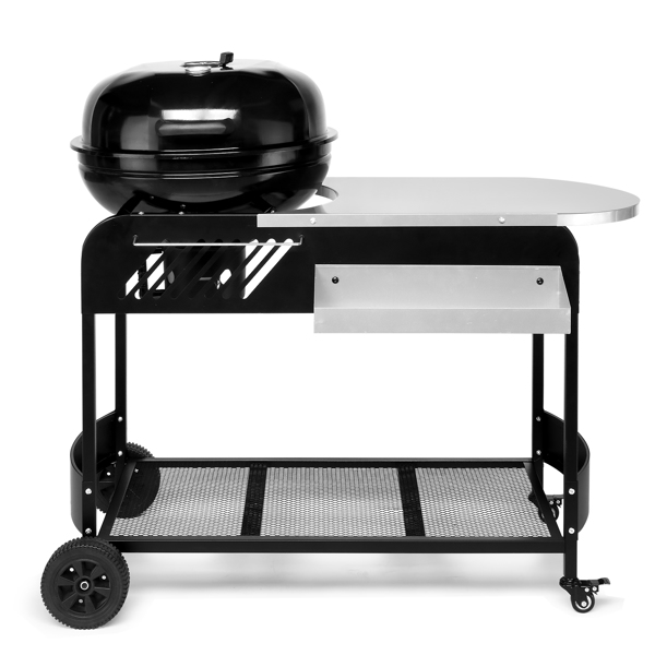 110*45*110cm Portable Charcoal Grill with Wheels and Sidetable, Large BBQ Smoker with Adjustable Vents on Lid for Outdoor Party Camping Picnic