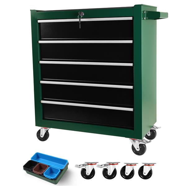 5-Drawers Rolling Tool Chest,Tool Cabinet on Wheels with Keyed Locking System and Drawer Liners,Tool Chest with Link Buckle and can be Combined to Large Cabinet Set,for Warehouse,Garage