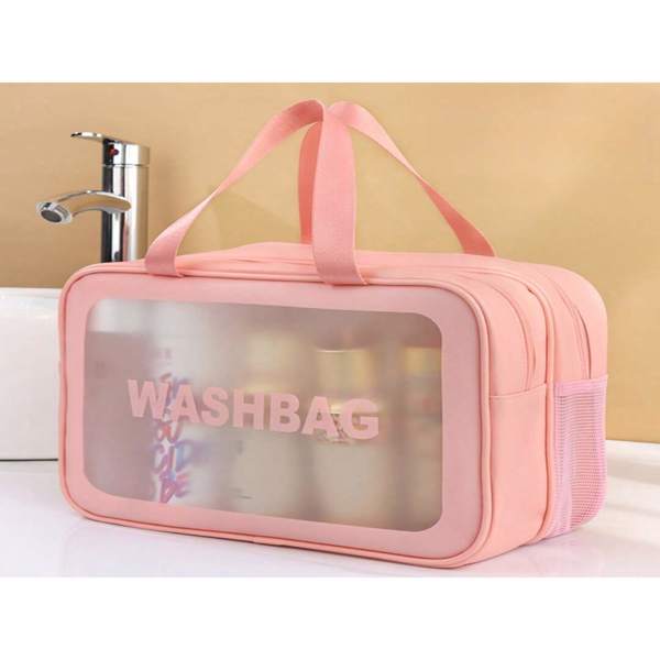 Fashionable Travel Makeup Bag With PVC Lining, Letter Design Handbag Perfect For Gym, Business, Or Travel