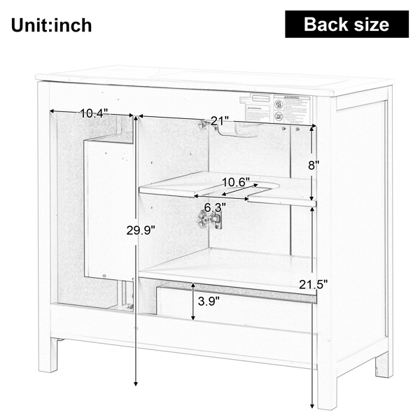 36" Bathroom Vanity with Sink, One Cabinet with Two doors and One Big Drawer and One Flip Drawer, Solid Wood and MDF Board, Green 