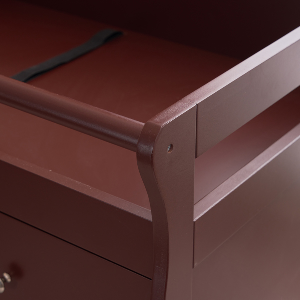 【Old Code:62594198】90*58*99cm Three Drawers With Seat Belt Baby Wooden Bed Nursing Table Brown