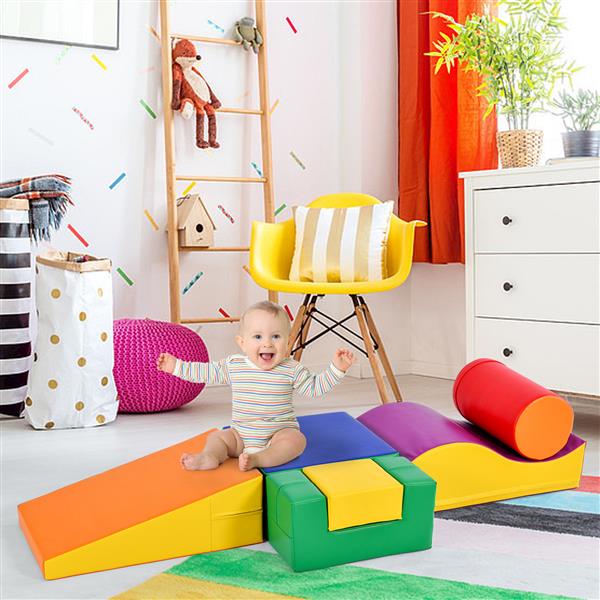 Colorful Soft Climb and Crawl Foam Playset 6 in 1, Soft Play Equipment Climb and Crawl Playground for Kids,Kids Crawling and Climbing Indoor Active Play Structure