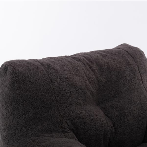 010-Soft Teddy Fabric Tufted Foam Bean Bag Chair With Teddy Fabric Dark Gray