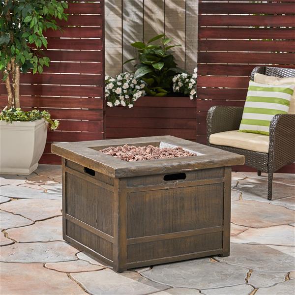 50,000 BTU Outdoor Lightweight Concrete Gas-Burning Fire Pit by 32", Brown