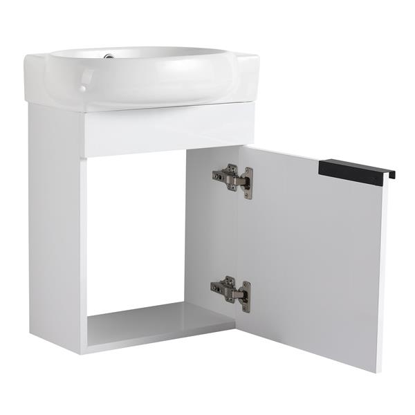 Soft Close Doors Bathroom Vanity With Sink,16 Inch  For Small Bathroom