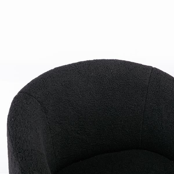 Teddy Fabric Swivel Armchair Barrel Chair With Black Powder Coating Metal Ring,Black