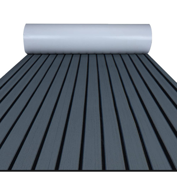 Boat Flooring，EVA Foam Boat Decking 94.5''，Non-Slip and Self-Adhesive Flooring Sea Deck ，Marine Carpet Mat，for Yacht Motorboat Swimming (Grey Black Lines, 94.5''x35'')