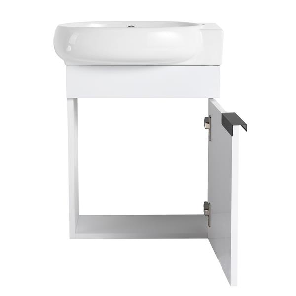 Soft Close Doors Bathroom Vanity With Sink,16 Inch  For Small Bathroom