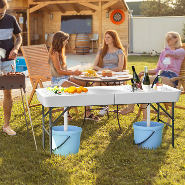 5 FT party picnic table/double sink ice cooling table