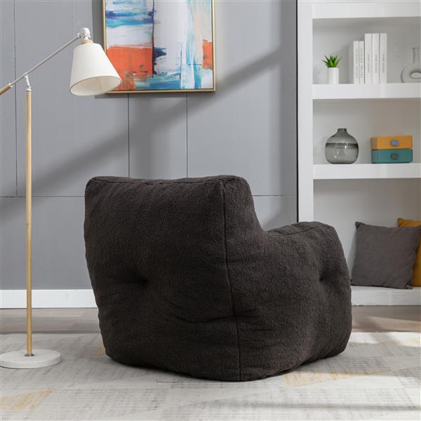 010-Soft Teddy Fabric Tufted Foam Bean Bag Chair With Teddy Fabric Dark Gray