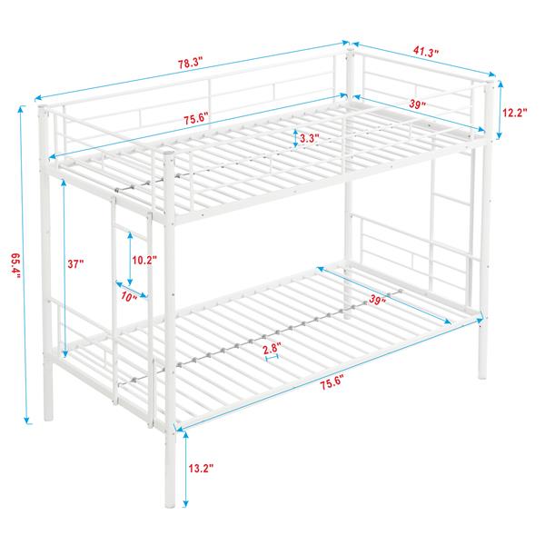 METAL BUNK BED  WHITE