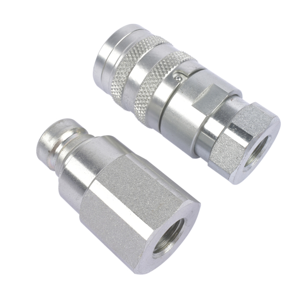 1/4'' NPT Flat Face Hydraulic Quick Connect Disconnect Coupler Set w/Dust Caps 800801000 FFE495-2