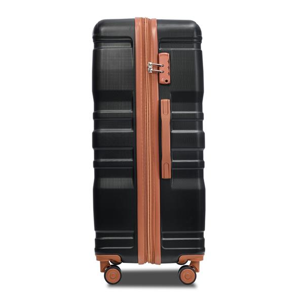 Luggage Sets New Model Expandable ABS Hardshell 3pcs Clearance Luggage Hardside Lightweight Durable Suitcase sets Spinner Wheels Suitcase with TSA Lock 20''24''28''(Black and Brown)