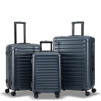 Luggage Sets New Model Expandable ABS+PC 3 Piece Sets with Spinner Wheels Lightweight TSA Lock (20/24/28),NAVY BLUE