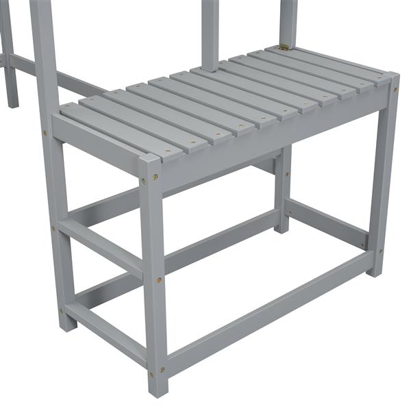 Twin High Loft Bed with Ladder landing Platform, Ladders, Guardrails,Grey