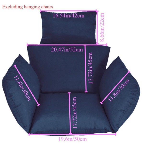 1pc egg seat cushion, hanging basket seat cushion, thick and soft egg shaped swing seat cushion, hanging egg seat cushion with headrests (1 set, including cushion only)