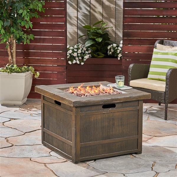 50,000 BTU Outdoor Lightweight Concrete Gas-Burning Fire Pit by 32", Brown