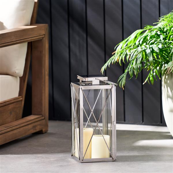 14"H STAINLESS STEEL LANTERN