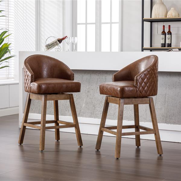 Bar Stools Set of 2 Counter Height Chairs with Footrest for Kitchen, Dining Room And 360 Degree Swivel