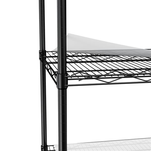 5-tier heavy-duty adjustable shelving and racking, 300 lbs. per wire shelf, with wheels and shelf liners, for warehouses, supermarkets, kitchens, etc. 59.45 "L × 24.02 "W × 71.65 "H,Black