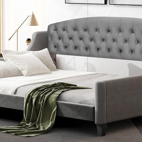 Modern Luxury Tufted Button Daybed, Full, Gray