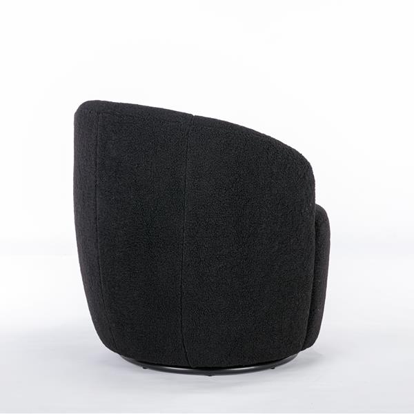 Teddy Fabric Swivel Armchair Barrel Chair With Black Powder Coating Metal Ring,Black