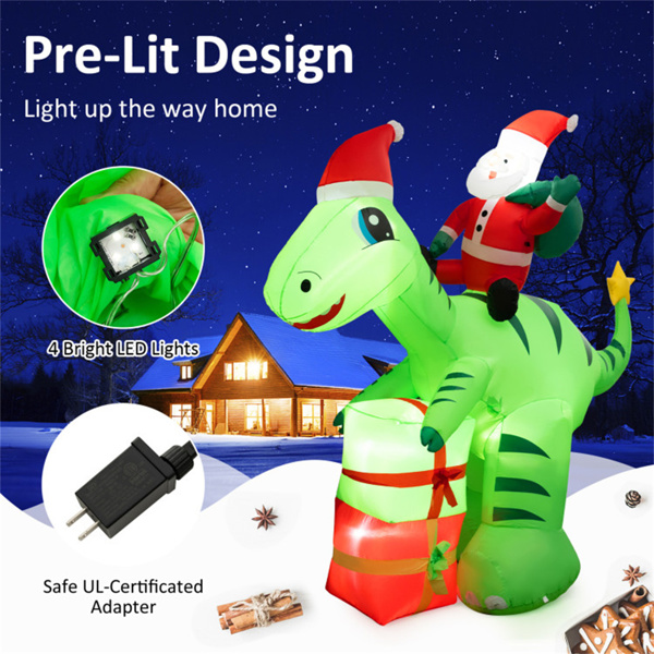 8 Feet Christmas Decoration Inflatable Santa Claus Dinosaur Decoration  ﻿