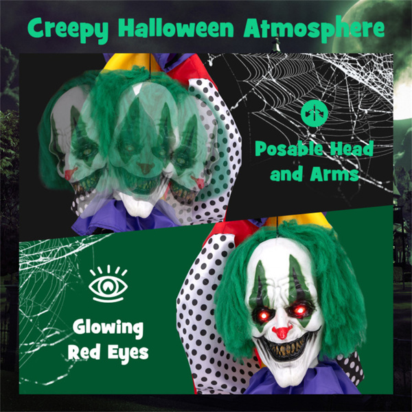 4.5FT Halloween clown decoration with LED eyes and phrase recording