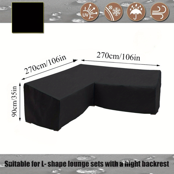 Outdoor sectional Cover, Waterproof Patio sectional Cover, Patio Sectional Couch Cover, Garden Lawn Patio Furniture Covers, Outdoor Couch Covers for Sectional Sofa(V-Shaped-106in*106in*35in, Black)