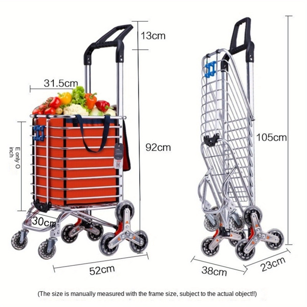 Folding Rolling Cart with Wheels Shopping Cart Portable Trolley Bag, Utility Cart Heavy Duty Stair Carts with Adjustable Bungee Cord and 2 Models Switching Big Volume (8 Wheels no Braking)