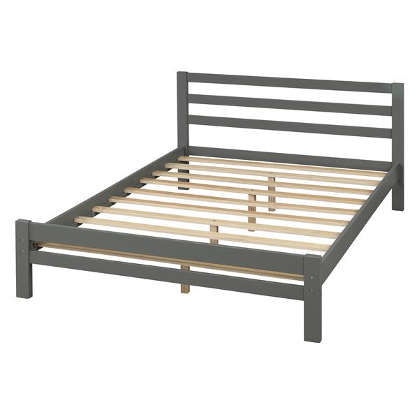 Wood platform bed with two drawers, full (gray)