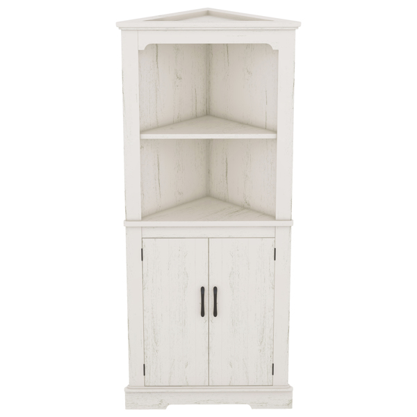 Tall Corner Cabinet with Doors for living room, bathroom,Dining Room or Kitchen,color:Wood grain beige