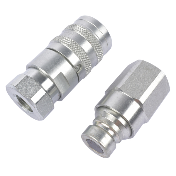 1/4'' NPT Flat Face Hydraulic Quick Connect Disconnect Coupler Set w/Dust Caps 800801000 FFE495-2