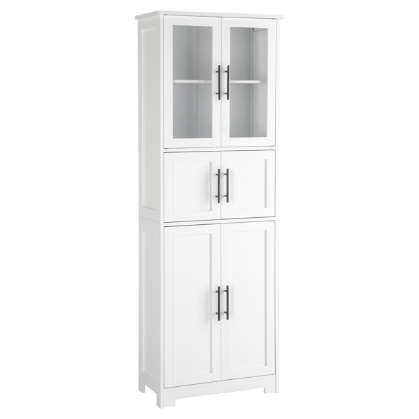 [FCH] Storage Bathroom Cabinet, 6-Door Bathroom High Cabinet, white