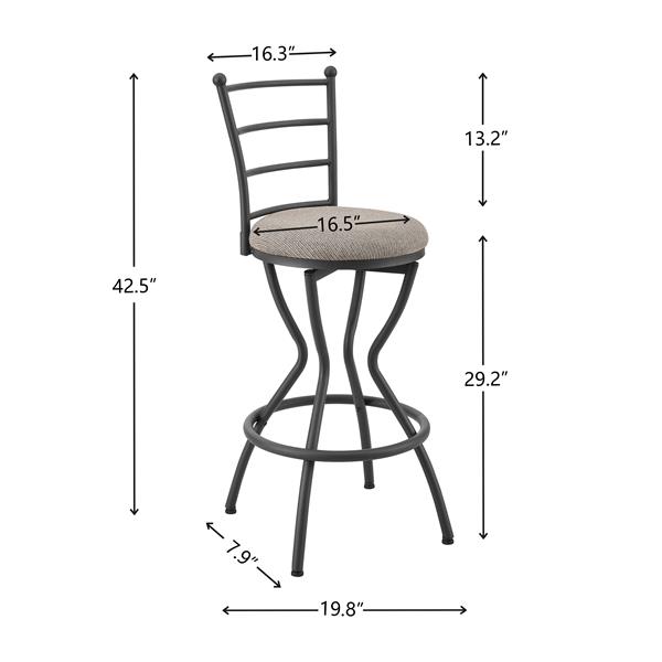 3 Bar Table and Chairs Set for Dining Room Industrial Counter Height Bar Chairs with Metal Back, Fabric Seat