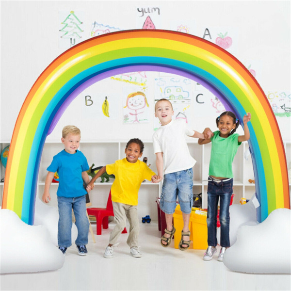 Inflatable rainbow spray water park toy