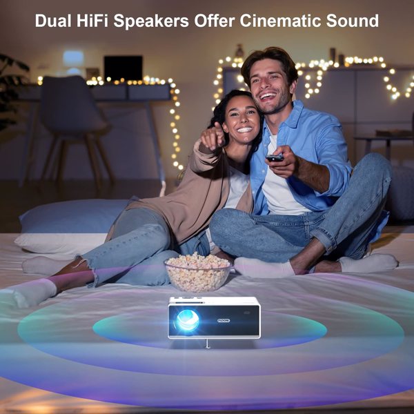 FUDONI Projector with WiFi and Bluetooth, Outdoor Portable 4K Support Projector HD 1080P Max 300" Display Zoom, Movie Video Home Theater Projector(banned by Amazon)