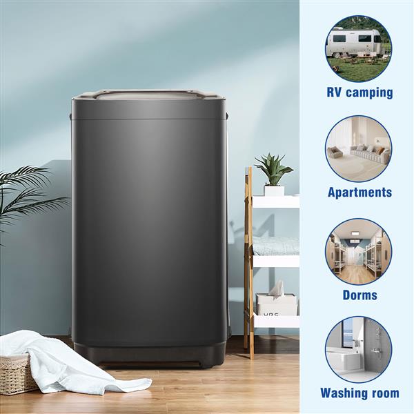 Portable home automatic washer, Maximum 2.0 Cu.ft. of laundry, 8 water levels/10 programs for apartments, college dorms, RVs, camping and other places where space is limited