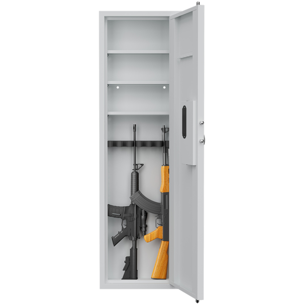 53" Passwod Touch Panel In-Wall Safe,Hidden Wall Gun Safe for Rifles with Adjustable Shelves,Assembled Storage Multifunctional Wall Safe for Firearm and Valuables (White-Digital) 